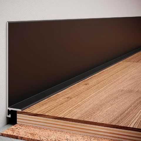 Плінтус алюмінієвий 2700×12×60мм RAL9005 Чорний